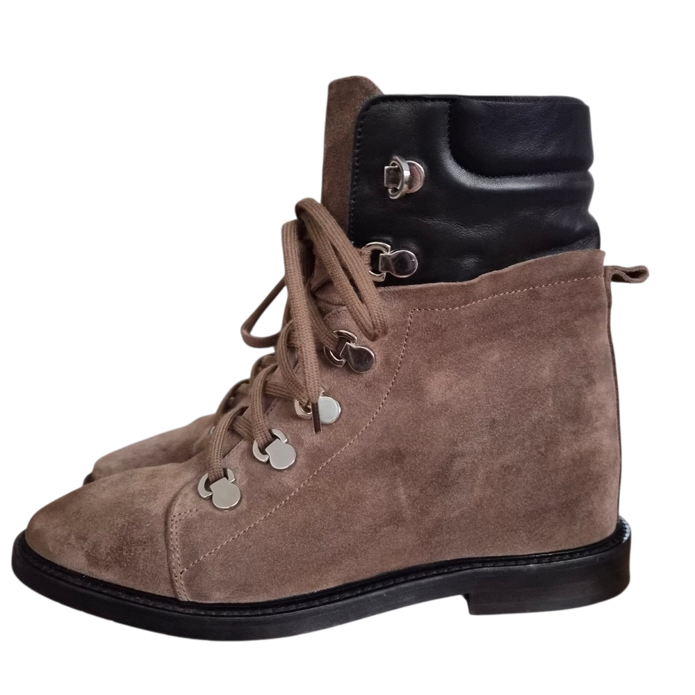 Aquatalia Boots Clarisa Suede Brown and Leather Italian Ankle Boots sz 8.5 - Picture 10 of 11